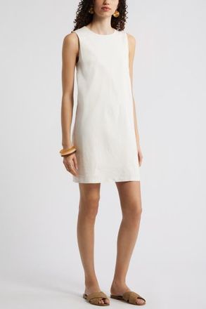 Nordstrom Sleeveless Linen Blend Minidress in Ivory Tofu at Nordstrom, Size Xx-Large