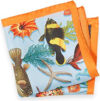 Paul Fredrick Sea Life Silk Pocket Square
