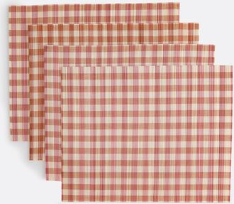 La Redoute Interieurs Set van 4 bamboe placemats met ruitjes, Paol