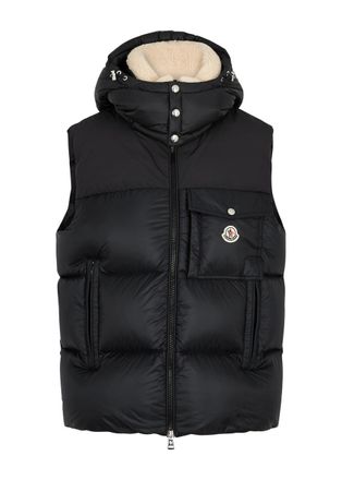 Moncler Oust Hooded Quilted Shell Gilet, Mens Designer Gilet, Black - 6