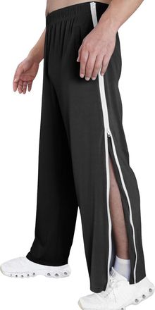 Generic Mens Wide Leg Joggers Loose Fit Trousers, Side Zip Track Pants with Elastic Waist, Straight Leg Sports Bottoms Casual Lounge Pants with Pockets, Light