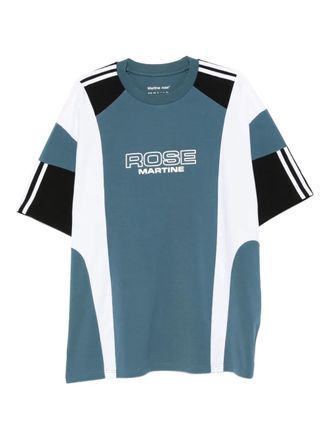 Martine Rose panelled stripe T-shirt - men - Cotton - L - Blue