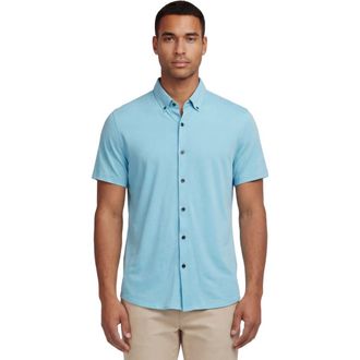Lords of Harlech Mens Merino Wool Button-up Shirt in Teal at Nordstrom, Size Xx-Large