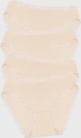 Stripe and Stare Mid Rise Knicker Four Pack in Sand at Nordstrom, Size X-Small
