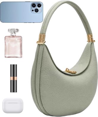 Generic Crescent Bag Womens Shoulder Bag Crescent Shoulder Bag - PU Leather Multifunctional Bag Fashion Accessory for Women Travel, Green, Siehe Beschreibung