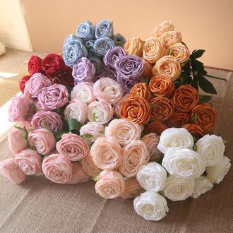 OEM 10 Rosas De Seda Vintage Con Tallos - Corona De Oto&ntilde;o Diy, Boda, Fiesta, Hogar, Oficina, Decoraci&oacute;n Para Fiesta De Beb&eacute; - Ideal Para Manualidades Diy