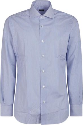 Barba Gestreept katoenen overhemd - Blauw