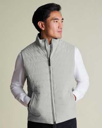 CHARLES TYRWHITT Lightweight Quilted Gilet - Grey Polyester Jacket Size Large by Charles Tyrwhitt