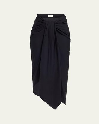 A.L.C. Rhodes Draped Cotton Midi Skirt
