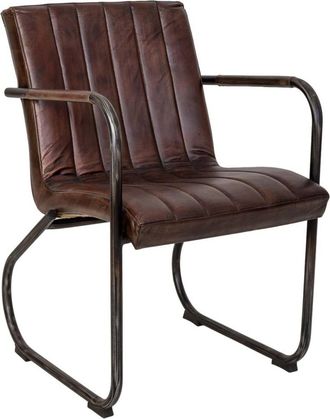 Wanderlust Deco Sill&oacute;n de cuero marr&oacute;n 50x56x87h cm