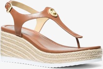Michael Kors Val Leather Thong Wedge Sandal
