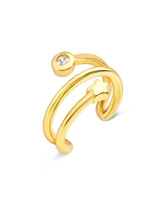 Sterling Forever 14K Over Silver Cz Star Ear Cuff