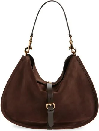 Etro Maxi Pony Suede Shoulder Bag in Dark Brown M0406 at Nordstrom