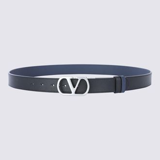 Valentino Garavani Dark Blue Leather Belt