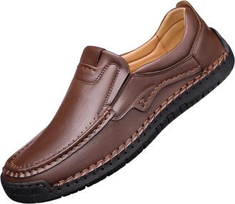 Generic Mens Loafers Casual Slip on Shoes Business Moccasins Lightweight Comfort Classic Slippers Walking Driving Travelling Outdoor (Brown,12.5)