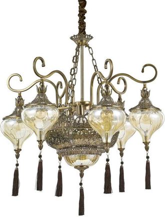 Ideal Lux Ideal Lux Harem - 9 Light Multi Arm Chandelier Amber, Antique Brass Finish, E27