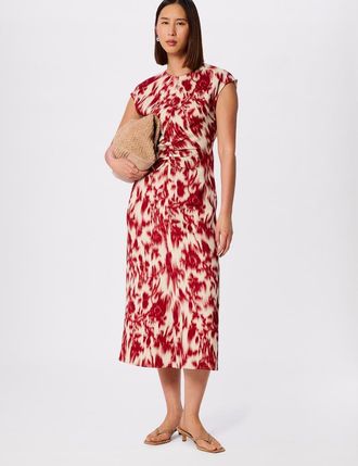 Whistles Blurred Floral Crepe Dress in Red/multi at Nordstrom, Size 12