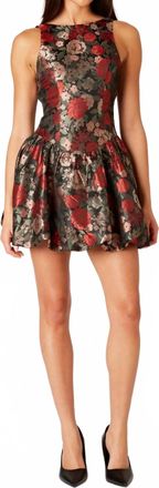Nia Floral Jacquard Tamara Mini Dress In Black/cherry
