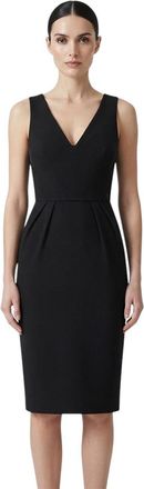 Elisabetta Franchi Black V Neck Midi Dress