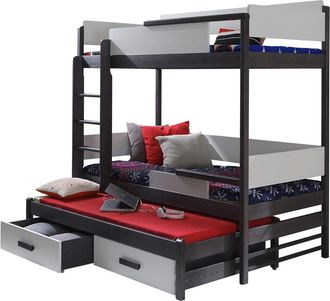 Mirjan24 Mobilier1 - Litera Henderson 114, Grafito + Gris, Litera Con Cama Extra, 90x200, 90x190, Madera, Somieres, 98x208x183cm