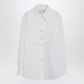 Valentino Witte Katoenen Shirt Met Ruffles