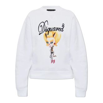 Dsquared2 Sweatshirt met print en applicaties - Dames - Sweatshirts - Wit - XS - Hoodies & sweatvesten