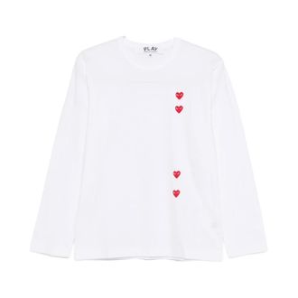 Comme Des Gar&ccedil;ons Long Sleeve Tops, male, White, Size: XL Long Sleeve 4 Heart T-Shirt