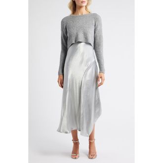 Vince Camuto Metallic Slipdress & Sweater in Silver at Nordstrom Rack, Size X-Small