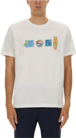 Paul Smith Camiseta de Algod&oacute;n con Estampado Gr&aacute;fico - Tops - Hombre - Blanco - S