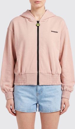 Barrow Felpa in cotone con cappuccio, zip e logo a contrasto