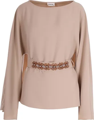 P.A.R.O.S.H. Nude Embroidery Belt Blouse