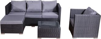 Concept Usine Conjunto de jard&iacute;n de 6 plazas de resina trenzada negro/gris