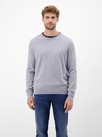 Lerros Strickpullover LERROS LERROS Herren Basic Strickpullover, Herren, Gr. L, silber (platinum grau melange), 100% Baumwolle, Rundhals, Pullover Strickpull