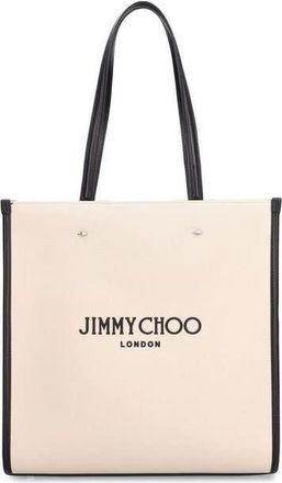 Jimmy Choo London Beige Canvas Tote Bag