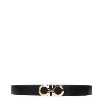 Ferragamo Herens Riem Leer Zwart/Hickory