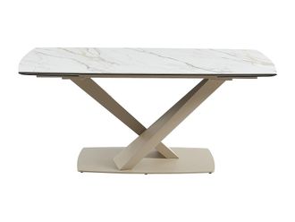 VENTE-UNIQUE.COM Mesa de comedor cer&aacute;mica beige, blanco