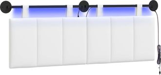 vidaXL Cabecero Colgante Con Luz Led Blanco Tela Vidaxl