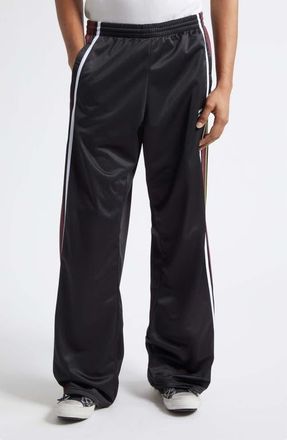 Martine Rose Wide Leg Technical Jersey Track Pants in Black Burgundy at Nordstrom, Size X-Large