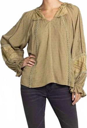 Miss Me Puff Long Sleeve Knit Top In Olive