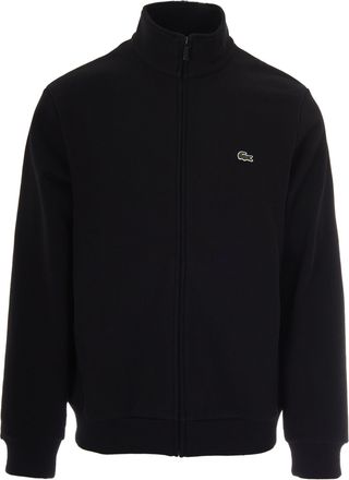 Lacoste Navy Blue Zip-Up Sweatshirt With High Collar And Embroidered Logo