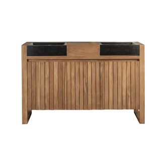 Wanda Collection Mueble de teca lavabos para cuarto de ba&ntilde;o 140 negro