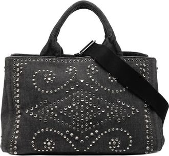 Prada Pre-owned Prada Denim Canapa Bijoux Satchel YCY7GQ58YV52BI4L