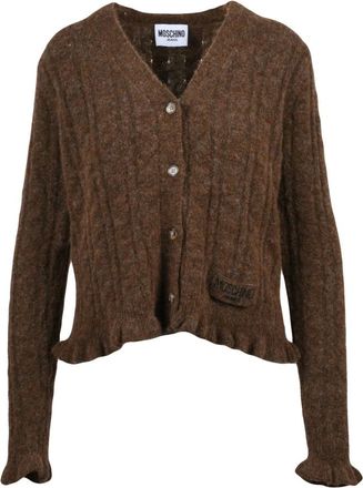 Moschino Truien & Vesten, Dames, Bruin, M, Wol, Korte Cardigan