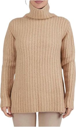 Kiton Textured Cashmere Silk Turtle Neck Sweater - Dames - Cashmere truien - Beige - XS - Kasjmier - Truien & Vesten