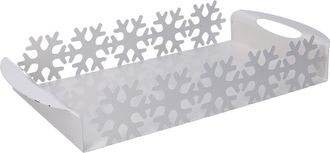 Vacchetti Bandeja Rectangular De Metal Blanco Copo De Nieve Cm41x20h6,5