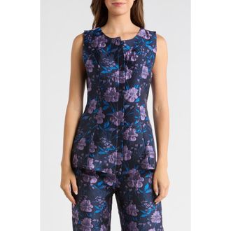 Sugarlips Nicole Jacquard Sleeveless Zip-Front Top in Navy-Multi at Nordstrom, Size X-Small