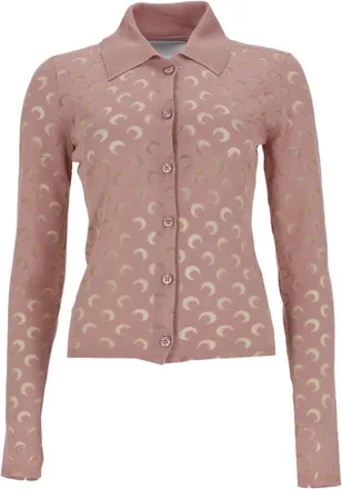 Marine Serre Pink Crescent Moon Viscose-Blend Cardigan
