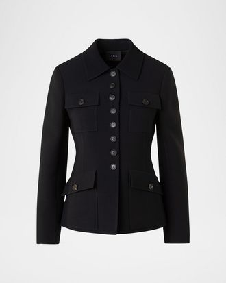 Akris Delia Single-Breasted Wool Double-Face Jacket