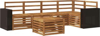 vidaXL Conjunto De Sof&aacute;s De Exterior 6 Uds. Natural Poli&eacute;ster Vidaxl