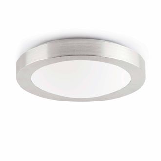 Netlighting Logos 2 Light Medium Round Bathroom Flush Ceiling Light Aluminium White IP44 E27